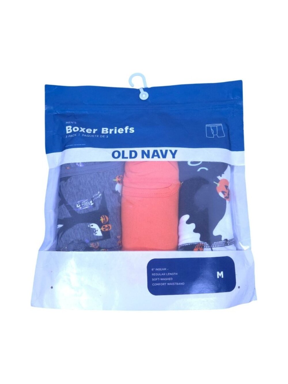 NWT Old Navy Boxer Briefs 3-Pack Men's M Halloween Prints 6" Inseam Soft-Washed